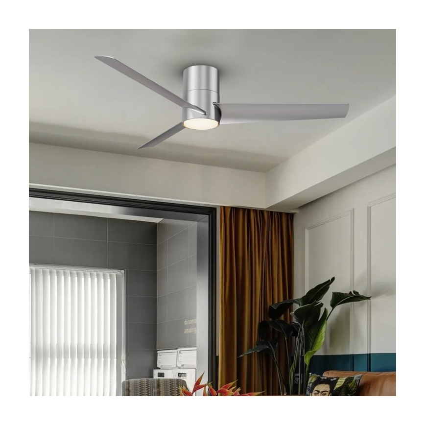 Immax NEO 07135-S - Ventoinha de teto LED com regulação FRESH LED/18W/230V Wi-Fi Tuya cromado mate + comando