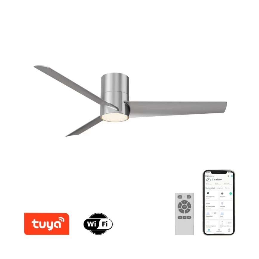 Immax NEO 07135-S - Ventoinha de teto LED com regulação FRESH LED/18W/230V Wi-Fi Tuya cromado mate + comando