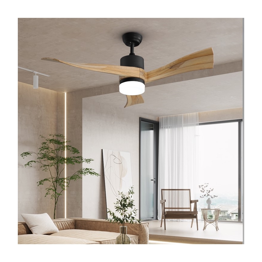 Immax NEO 07136-B - Ventoinha de teto LED com regulação SOFISTICADO LED/18W/230V carvalho Wi-Fi Tuya + comando