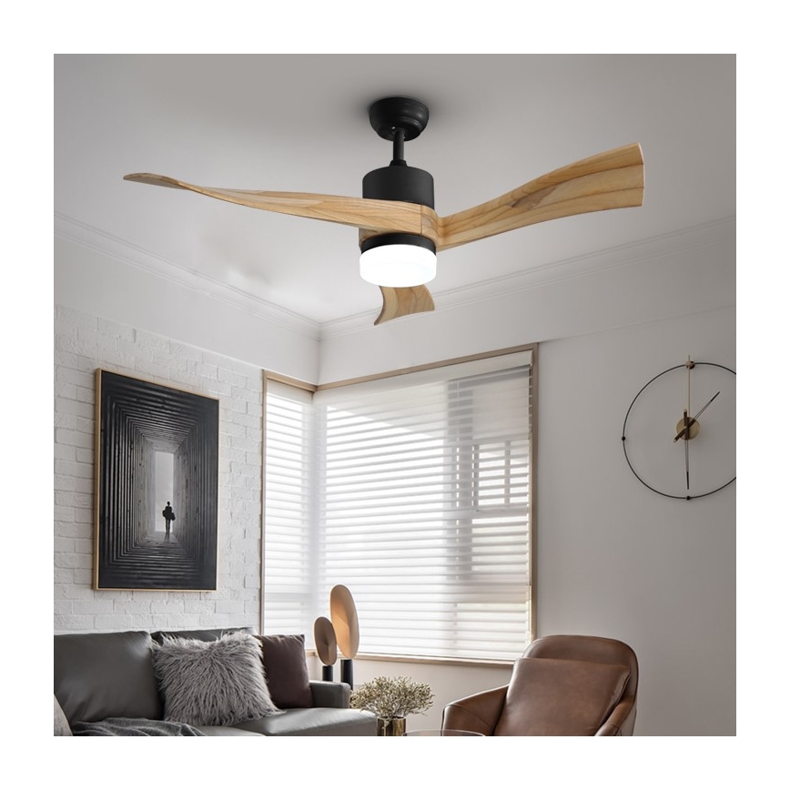 Immax NEO 07136-B - Ventoinha de teto LED com regulação SOFISTICADO LED/18W/230V carvalho Wi-Fi Tuya + comando