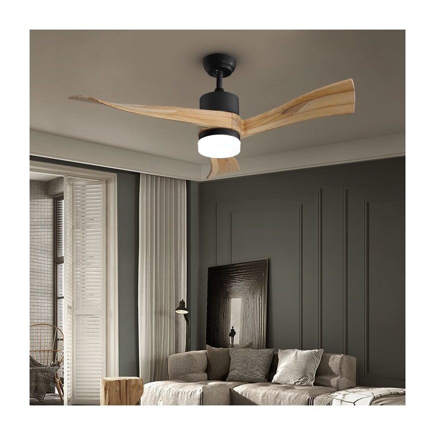 Immax NEO 07136-B - Ventoinha de teto LED com regulação SOFISTICADO LED/18W/230V carvalho Wi-Fi Tuya + comando