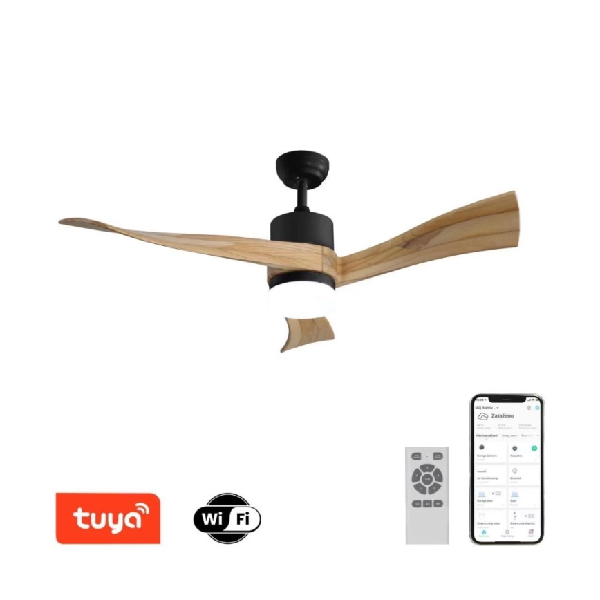 Immax NEO 07136-B - Ventoinha de teto LED com regulação SOFISTICADO LED/18W/230V carvalho Wi-Fi Tuya + comando
