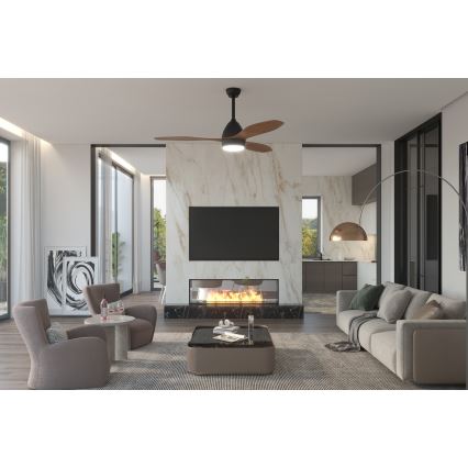 Immax NEO 07141-B - Ventoinha de teto LED NEO LITE FRESCO LED/18W/230V Tuya Wi-Fi preto/castanho + comando