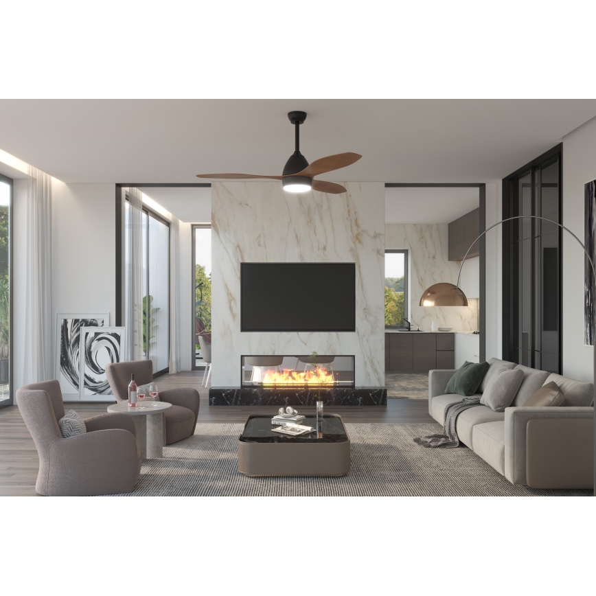 Immax NEO 07141-B - Ventoinha de teto LED NEO LITE FRESCO LED/18W/230V Tuya Wi-Fi preto/castanho + comando