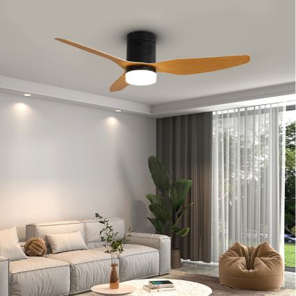 Immax NEO 07142-B - Ventoinha de teto LED NEO LITE FRESCO LED/18W/230V Tuya Wi-Fi preto/madeira + controlo remoto