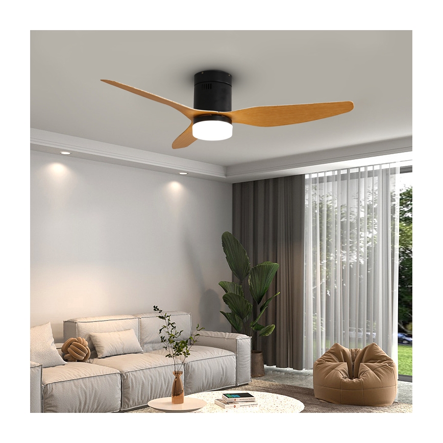 Immax NEO 07142-B - Ventoinha de teto LED NEO LITE FRESCO LED/18W/230V Tuya Wi-Fi preto/madeira + controlo remoto