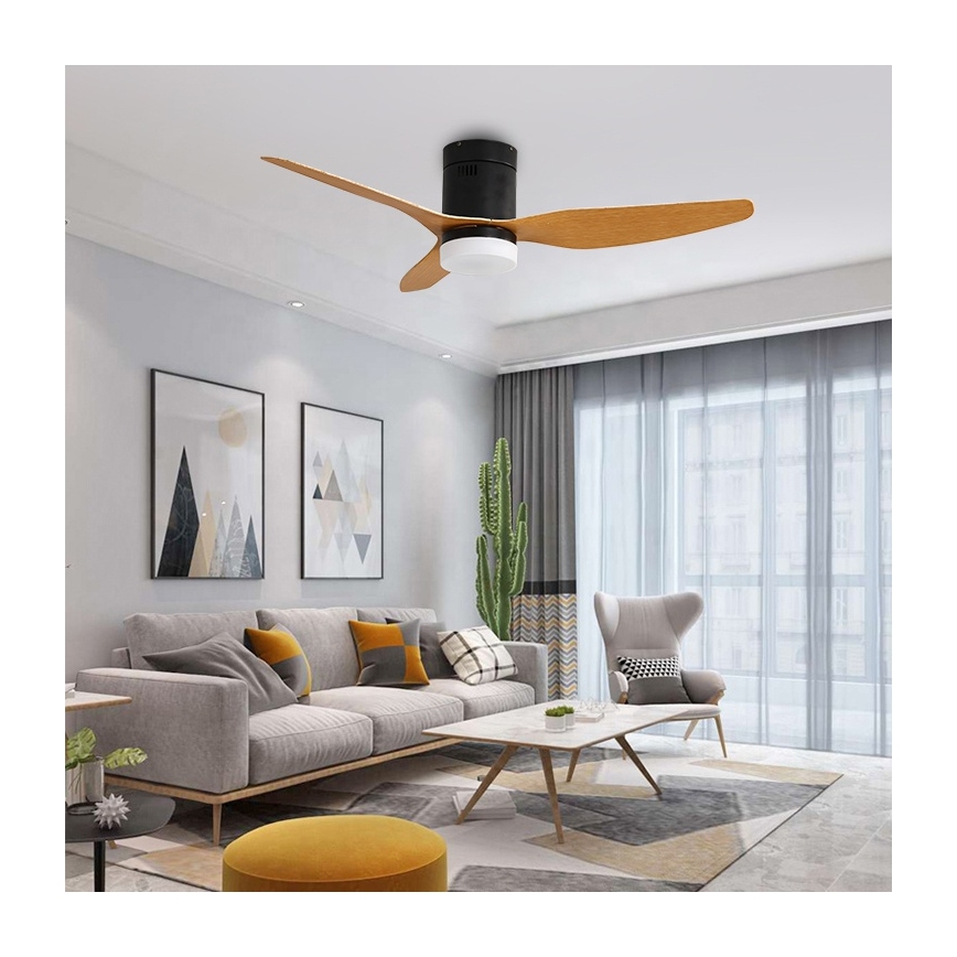 Immax NEO 07142-B - Ventoinha de teto LED NEO LITE FRESCO LED/18W/230V Tuya Wi-Fi preto/madeira + controlo remoto