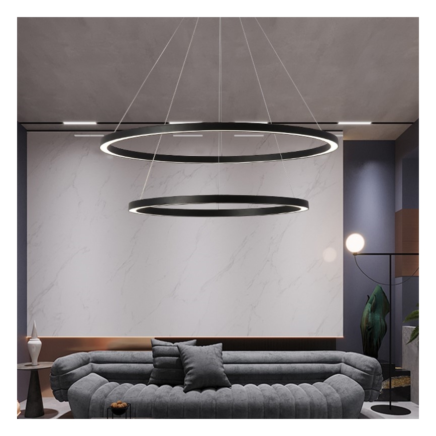 Immax NEO 07158-B80-60 - Candelabro suspenso LED com regulação FINO LED/93W/230V Tuya preto + controlo remoto