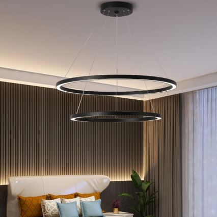 Immax NEO 07158-B80-60 - Candelabro suspenso LED com regulação FINO LED/93W/230V Tuya preto + controlo remoto
