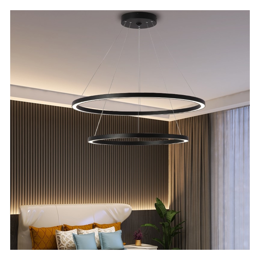 Immax NEO 07158-B80-60 - Candelabro suspenso LED com regulação FINO LED/93W/230V Tuya preto + controlo remoto