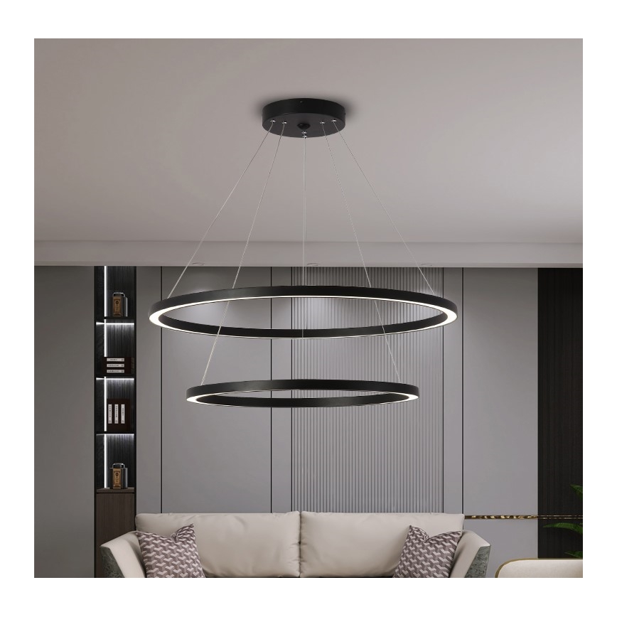 Immax NEO 07158-B80-60 - Candelabro suspenso LED com regulação FINO LED/93W/230V Tuya preto + controlo remoto