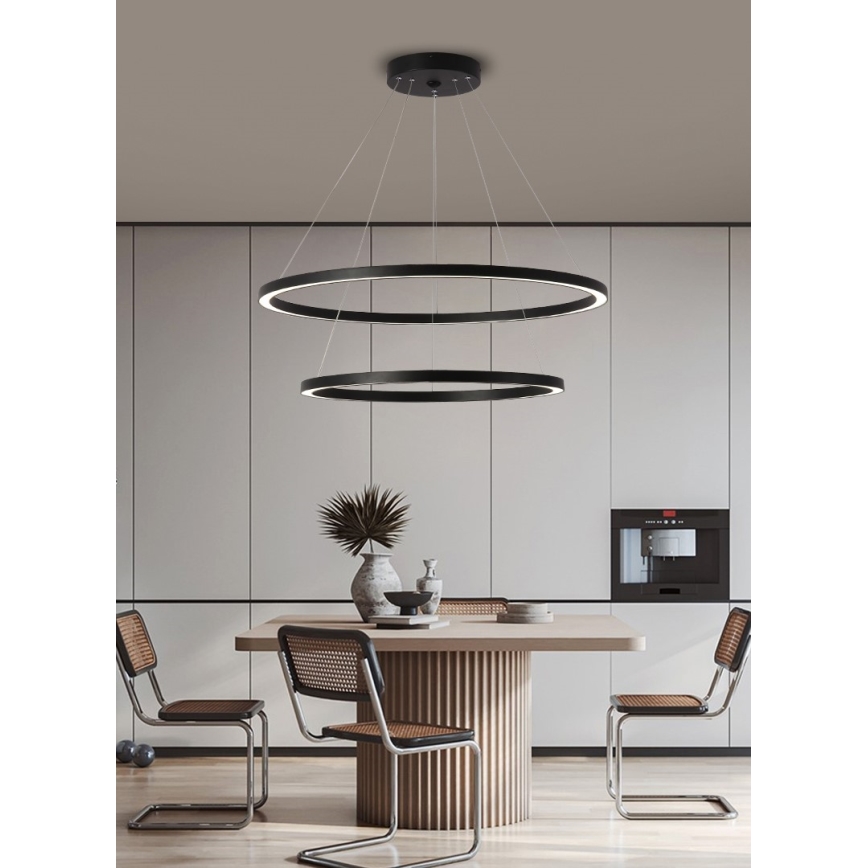 Immax NEO 07158-B80-60 - Candelabro suspenso LED com regulação FINO LED/93W/230V Tuya preto + controlo remoto