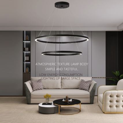 Immax NEO 07158-B80-60 - Candelabro suspenso LED com regulação FINO LED/93W/230V Tuya preto + controlo remoto