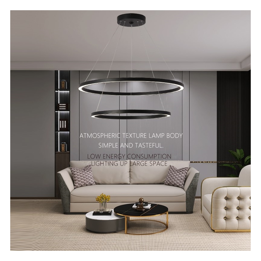 Immax NEO 07158-B80-60 - Candelabro suspenso LED com regulação FINO LED/93W/230V Tuya preto + controlo remoto