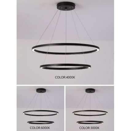 Immax NEO 07158-B80-60 - Candelabro suspenso LED com regulação FINO LED/93W/230V Tuya preto + controlo remoto