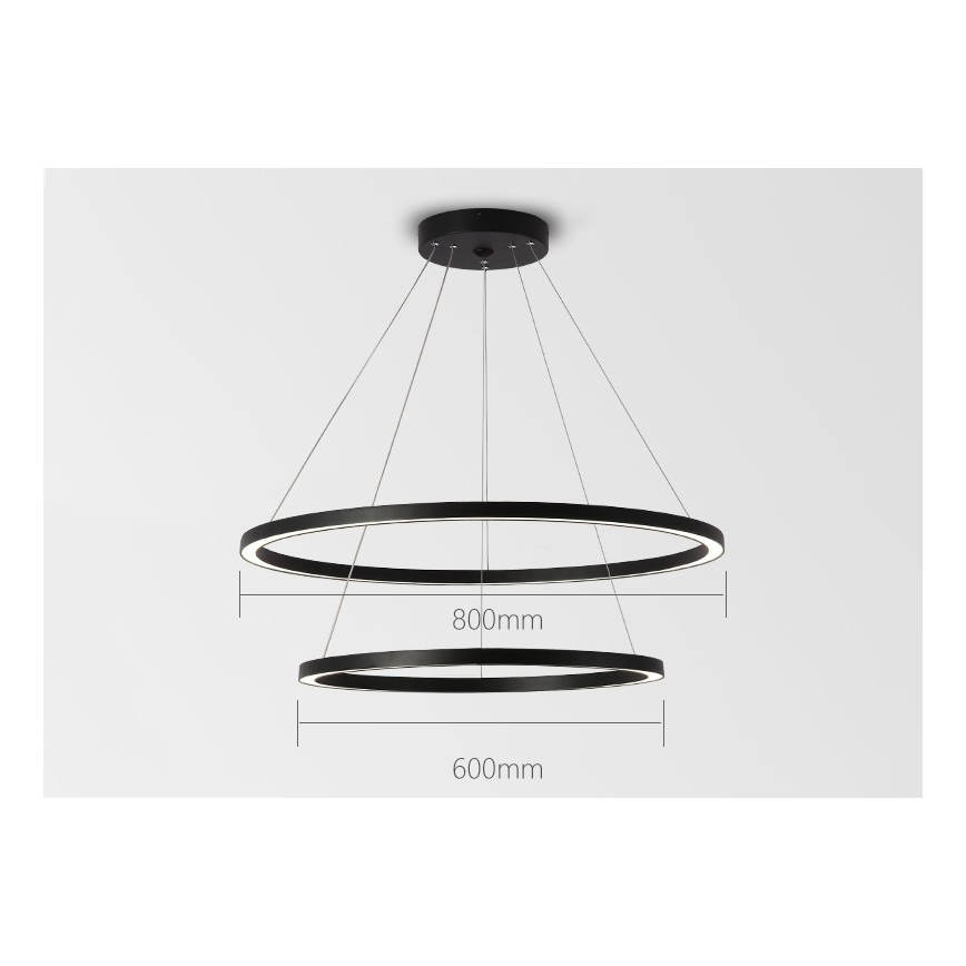 Immax NEO 07158-B80-60 - Candelabro suspenso LED com regulação FINO LED/93W/230V Tuya preto + controlo remoto