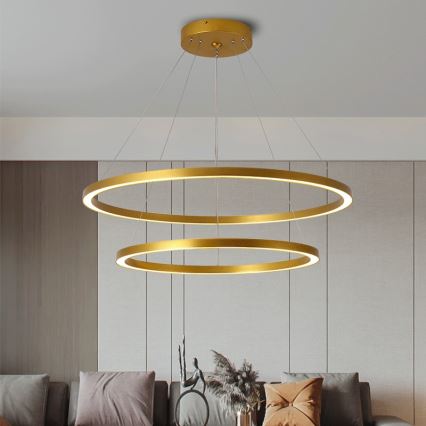 Immax NEO 07159-G80-60 - Candelabro suspenso LED com regulação FINO LED/93W/230V Tuya dourado + controlo remoto