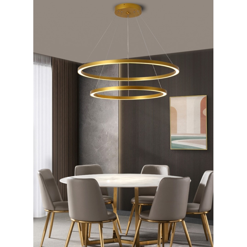 Immax NEO 07159-G80-60 - Candelabro suspenso LED com regulação FINO LED/93W/230V Tuya dourado + controlo remoto