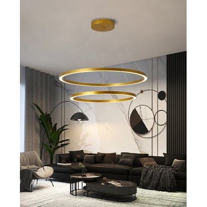 Immax NEO 07159-G80-60 - Candelabro suspenso LED com regulação FINO LED/93W/230V Tuya dourado + controlo remoto