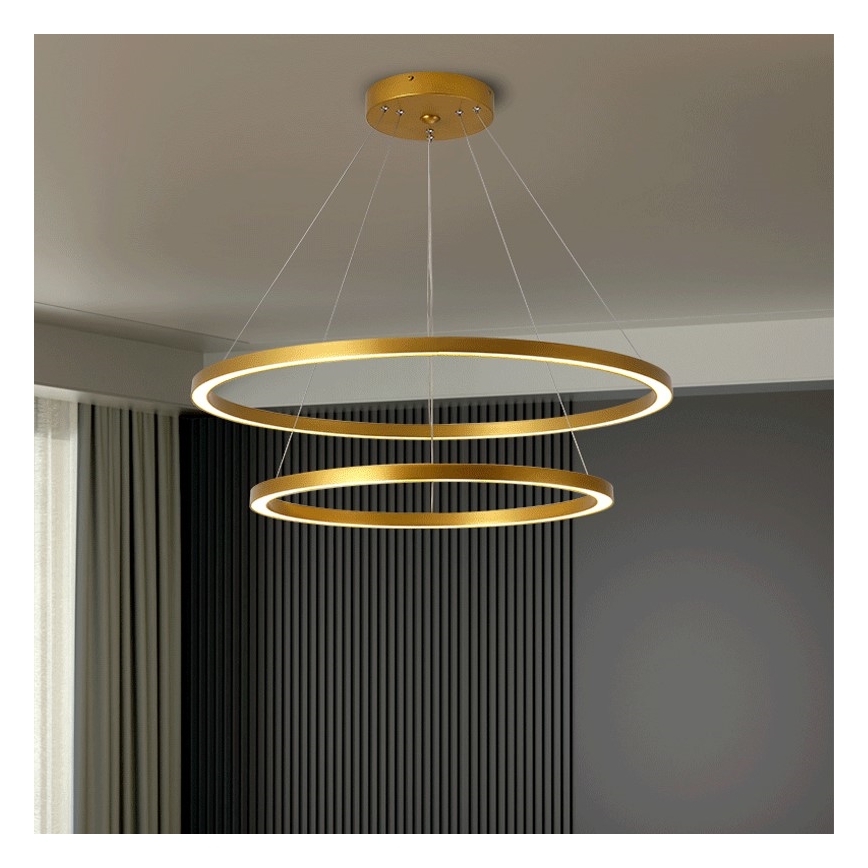 Immax NEO 07159-G80-60 - Candelabro suspenso LED com regulação FINO LED/93W/230V Tuya dourado + controlo remoto