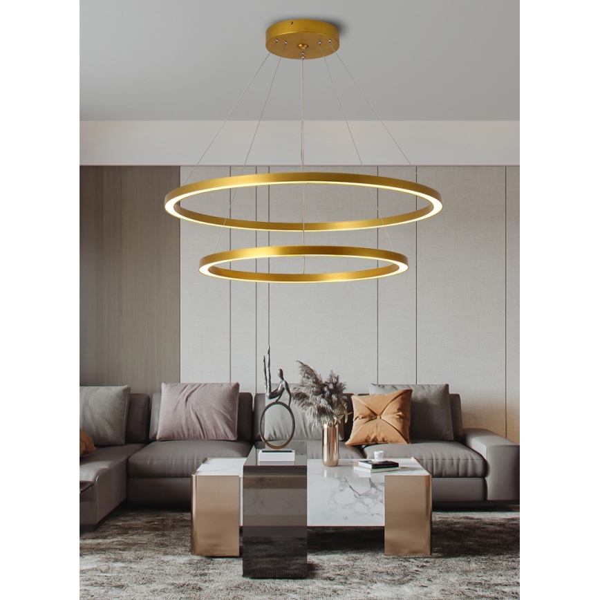 Immax NEO 07159-G80-60 - Candelabro suspenso LED com regulação FINO LED/93W/230V Tuya dourado + controlo remoto
