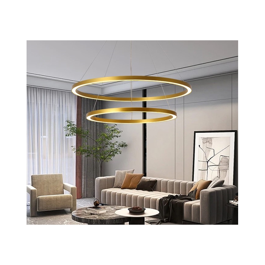 Immax NEO 07159-G80-60 - Candelabro suspenso LED com regulação FINO LED/93W/230V Tuya dourado + controlo remoto