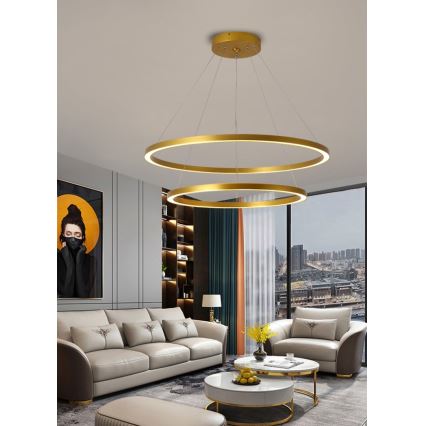 Immax NEO 07159-G80-60 - Candelabro suspenso LED com regulação FINO LED/93W/230V Tuya dourado + controlo remoto