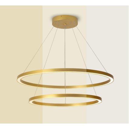 Immax NEO 07159-G80-60 - Candelabro suspenso LED com regulação FINO LED/93W/230V Tuya dourado + controlo remoto