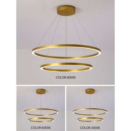 Immax NEO 07159-G80-60 - Candelabro suspenso LED com regulação FINO LED/93W/230V Tuya dourado + controlo remoto