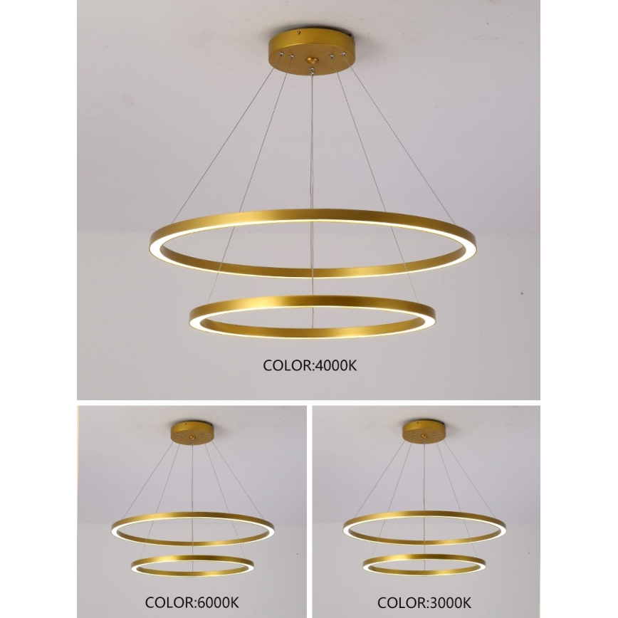 Immax NEO 07159-G80-60 - Candelabro suspenso LED com regulação FINO LED/93W/230V Tuya dourado + controlo remoto