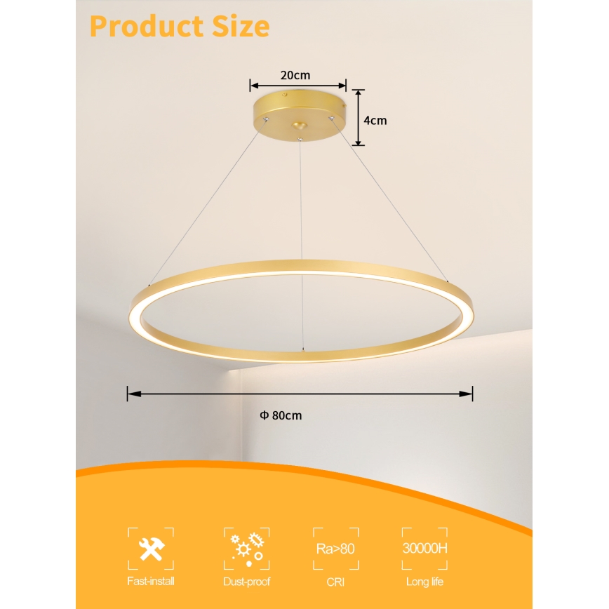 Immax NEO 07159-G80 - Candelabro suspenso LED com regulação FINO LED/60W/230V Tuya dourado + controlo remoto