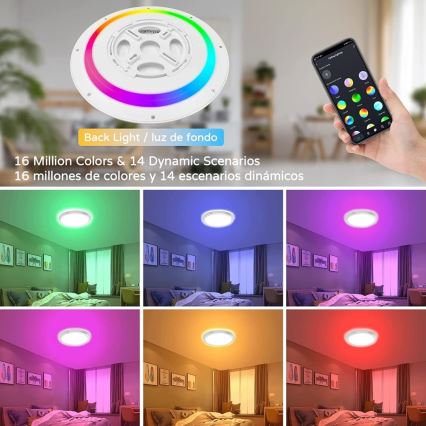 Immax NEO 07164-40 - LED RGB+CCT Iluminação de teto com regulação NEO LITE TUDO LED/50W/230V Wi-Fi Tuya +remote controlo