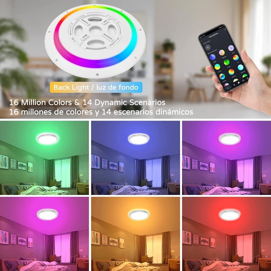 Immax NEO 07164-40 - LED RGB+CCT Iluminação de teto com regulação NEO LITE TUDO LED/50W/230V Wi-Fi Tuya +remote controlo