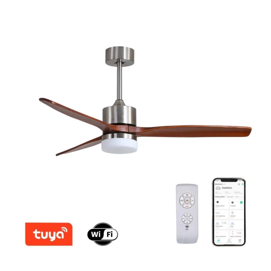 Immax NEO 07165-S - Ventoinha de teto LED ELEGANTE LED/18W/230V carvalho Wi-Fi Tuya + comando
