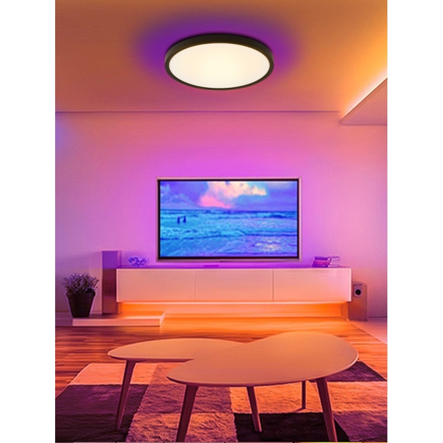 Immax NEO 07166-B40 - LED RGB+CCT Iluminação de teto com regulação NEO LITE TUDO LED/50W/230V Wi-Fi Tuya preto + controlo remoto