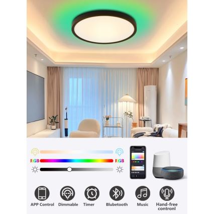 Immax NEO 07166-B40 - LED RGB+CCT Iluminação de teto com regulação NEO LITE TUDO LED/50W/230V Wi-Fi Tuya preto + controlo remoto