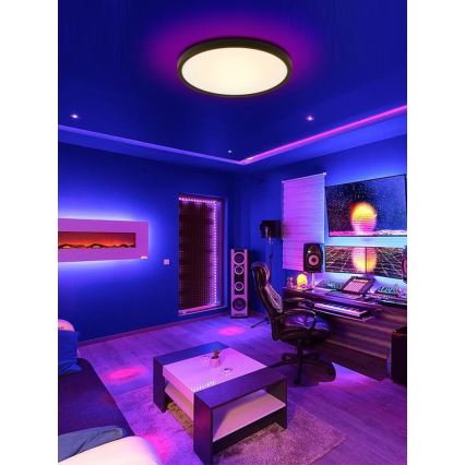 Immax NEO 07166-B40 - LED RGB+CCT Iluminação de teto com regulação NEO LITE TUDO LED/50W/230V Wi-Fi Tuya preto + controlo remoto