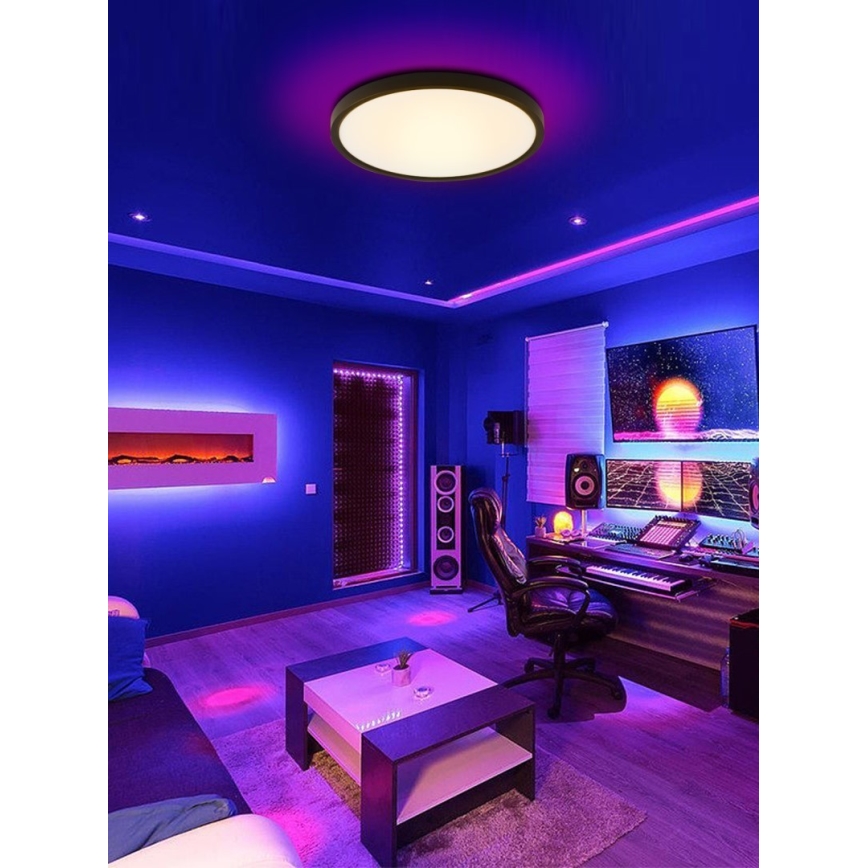 Immax NEO 07166-B40 - LED RGB+CCT Iluminação de teto com regulação NEO LITE TUDO LED/50W/230V Wi-Fi Tuya preto + controlo remoto