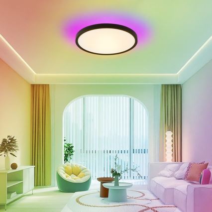 Immax NEO 07166-B40 - LED RGB+CCT Iluminação de teto com regulação NEO LITE TUDO LED/50W/230V Wi-Fi Tuya preto + controlo remoto