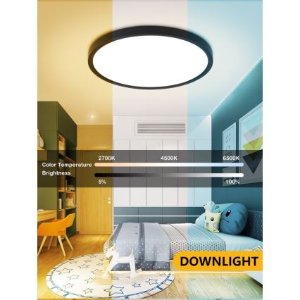 Immax NEO 07166-B40 - LED RGB+CCT Iluminação de teto com regulação NEO LITE TUDO LED/50W/230V Wi-Fi Tuya preto + controlo remoto