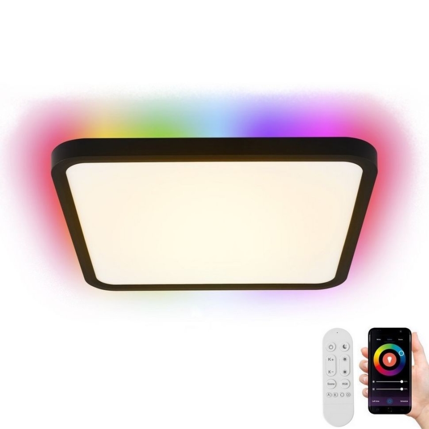 Immax NEO 07167-B40 - LED RGB+CCT Iluminação de teto com regulação NEO LITE TUDO LED/50W/230V Wi-Fi Tuya preto + controlo remoto