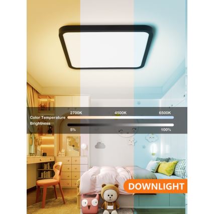Immax NEO 07167-B40 - Luminária de teto LED RGB+CCT regulável NEO LITE TUDO LED/50W/230V Wi-Fi Tuya preta + controlo remoto