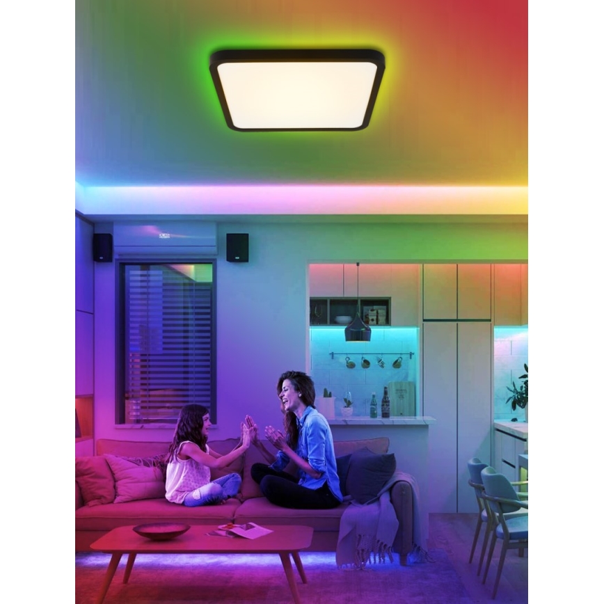 Immax NEO 07167-B40 - LED RGB+CCT Iluminação de teto com regulação NEO LITE TUDO LED/50W/230V Wi-Fi Tuya preto + controlo remoto