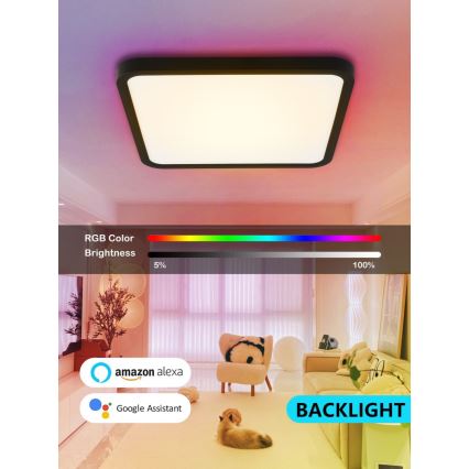 Immax NEO 07167-B40 - LED RGB+CCT Iluminação de teto com regulação NEO LITE TUDO LED/50W/230V Wi-Fi Tuya preto + controlo remoto