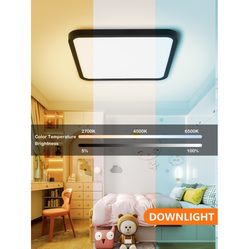 Immax NEO 07167-B40 - LED RGB+CCT Iluminação de teto com regulação NEO LITE TUDO LED/50W/230V Wi-Fi Tuya preto + controlo remoto