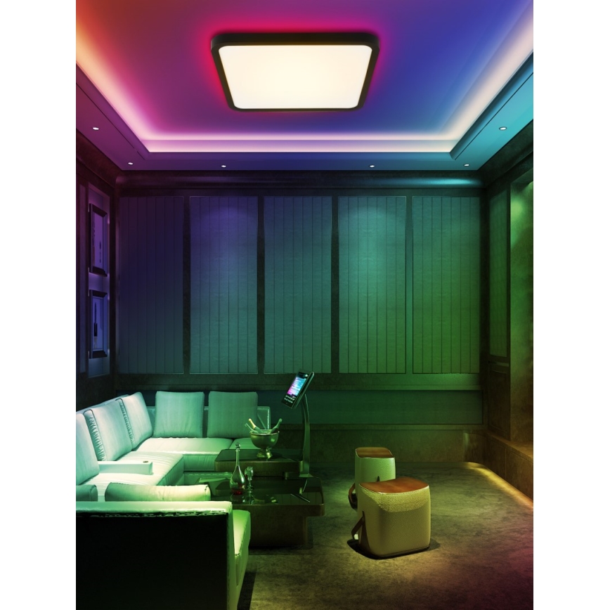 Immax NEO 07167-B40 - LED RGB+CCT Iluminação de teto com regulação NEO LITE TUDO LED/50W/230V Wi-Fi Tuya preto + controlo remoto