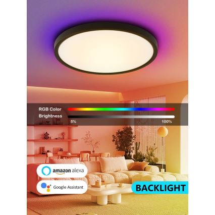Immax NEO 07170-B60 - Iluminação de teto LED RGB+CCT com regulação NEO LITE TUDO LED/65W/230V 2700-6500K Wi-Fi Tuya preto + comando