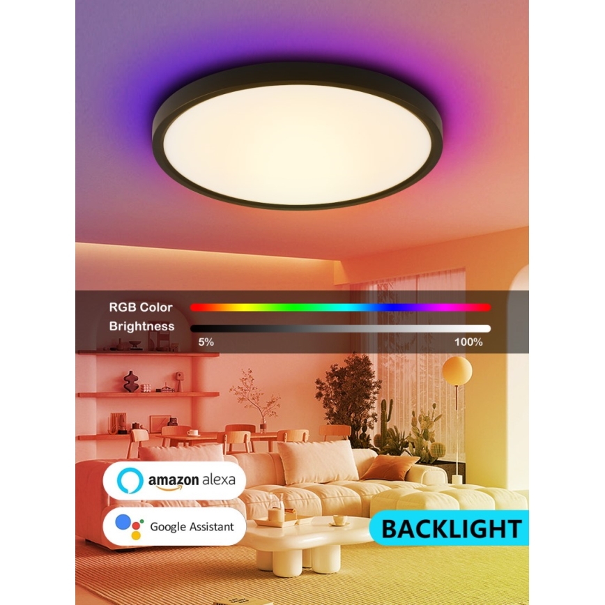 Immax NEO 07170-B60 - Iluminação de teto LED RGB+CCT com regulação NEO LITE TUDO LED/65W/230V 2700-6500K Wi-Fi Tuya preto + comando