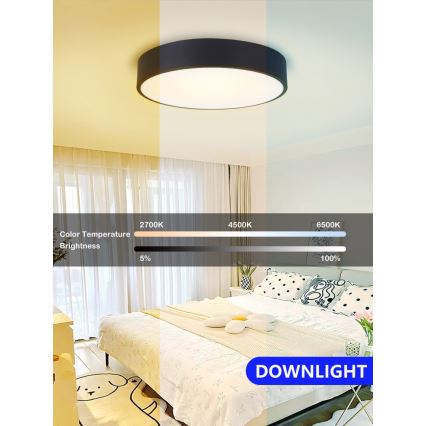 Immax NEO 07201L - Iluminação de teto LED com regulação RONDATE LED/28W/230V preto Tuya + controlo remoto