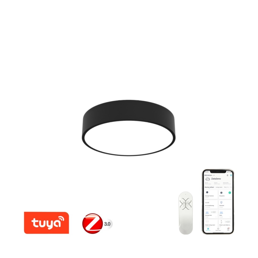 Immax NEO 07201L - Iluminação de teto LED com regulação RONDATE LED/28W/230V preto Tuya + controlo remoto